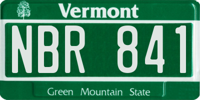 VT license plate NBR841