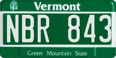VT license plate NBR843