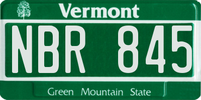 VT license plate NBR845