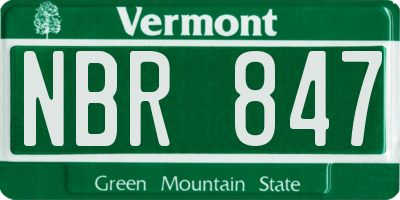 VT license plate NBR847
