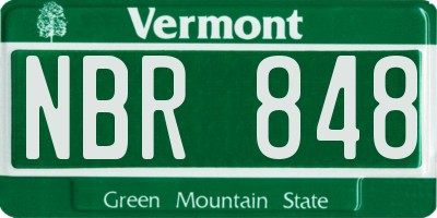 VT license plate NBR848
