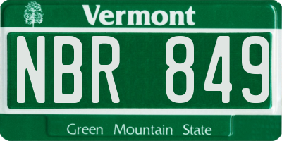 VT license plate NBR849