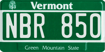 VT license plate NBR850