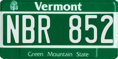 VT license plate NBR852