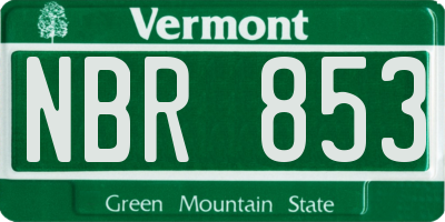 VT license plate NBR853