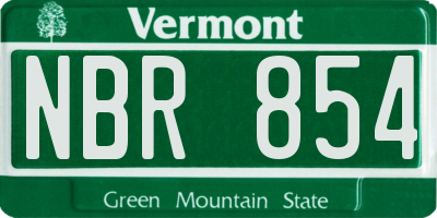 VT license plate NBR854