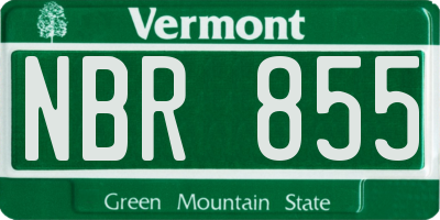 VT license plate NBR855