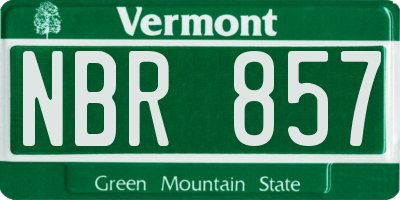 VT license plate NBR857