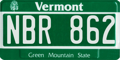 VT license plate NBR862