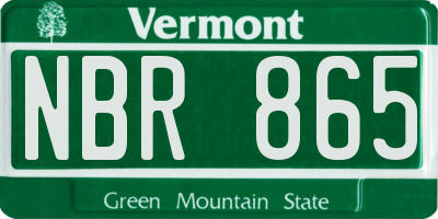 VT license plate NBR865