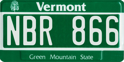 VT license plate NBR866