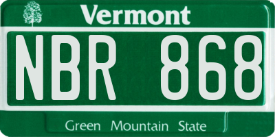 VT license plate NBR868