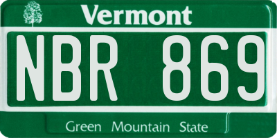 VT license plate NBR869