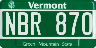 VT license plate NBR870