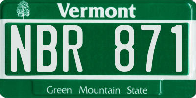 VT license plate NBR871
