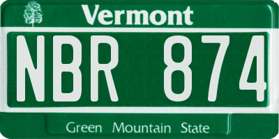 VT license plate NBR874