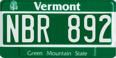 VT license plate NBR892