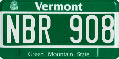 VT license plate NBR908