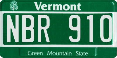 VT license plate NBR910