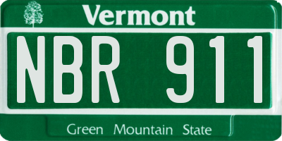 VT license plate NBR911