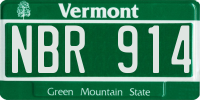 VT license plate NBR914