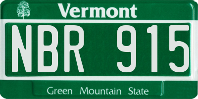 VT license plate NBR915