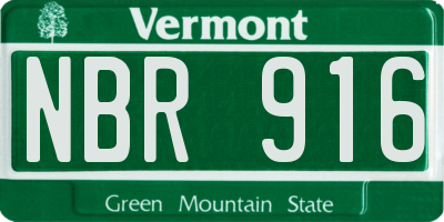 VT license plate NBR916