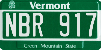 VT license plate NBR917