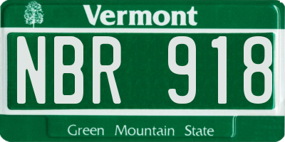 VT license plate NBR918