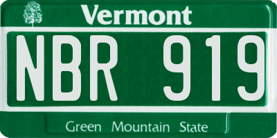 VT license plate NBR919