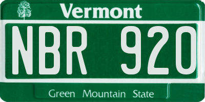 VT license plate NBR920