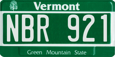 VT license plate NBR921