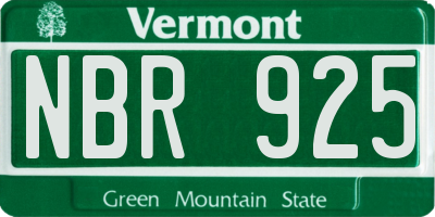 VT license plate NBR925