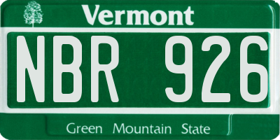 VT license plate NBR926