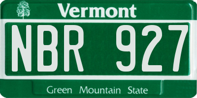 VT license plate NBR927