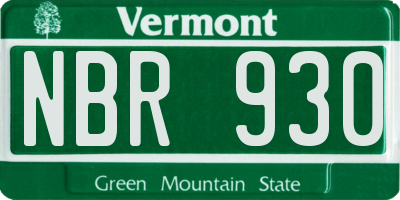 VT license plate NBR930