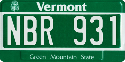 VT license plate NBR931