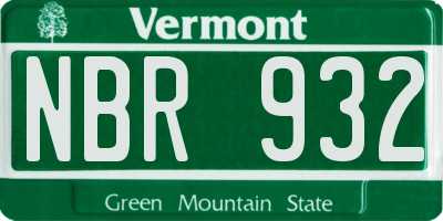 VT license plate NBR932