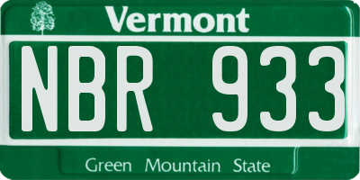 VT license plate NBR933