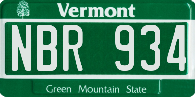 VT license plate NBR934