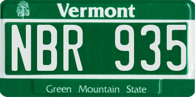 VT license plate NBR935