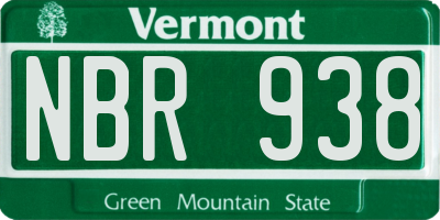 VT license plate NBR938