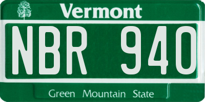 VT license plate NBR940