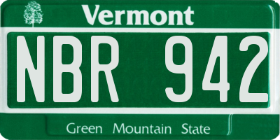 VT license plate NBR942