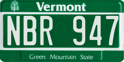 VT license plate NBR947