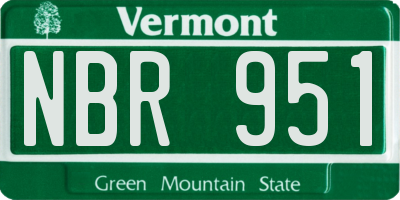 VT license plate NBR951