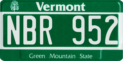 VT license plate NBR952