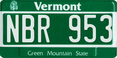 VT license plate NBR953