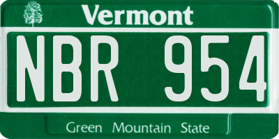 VT license plate NBR954