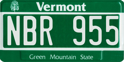 VT license plate NBR955
